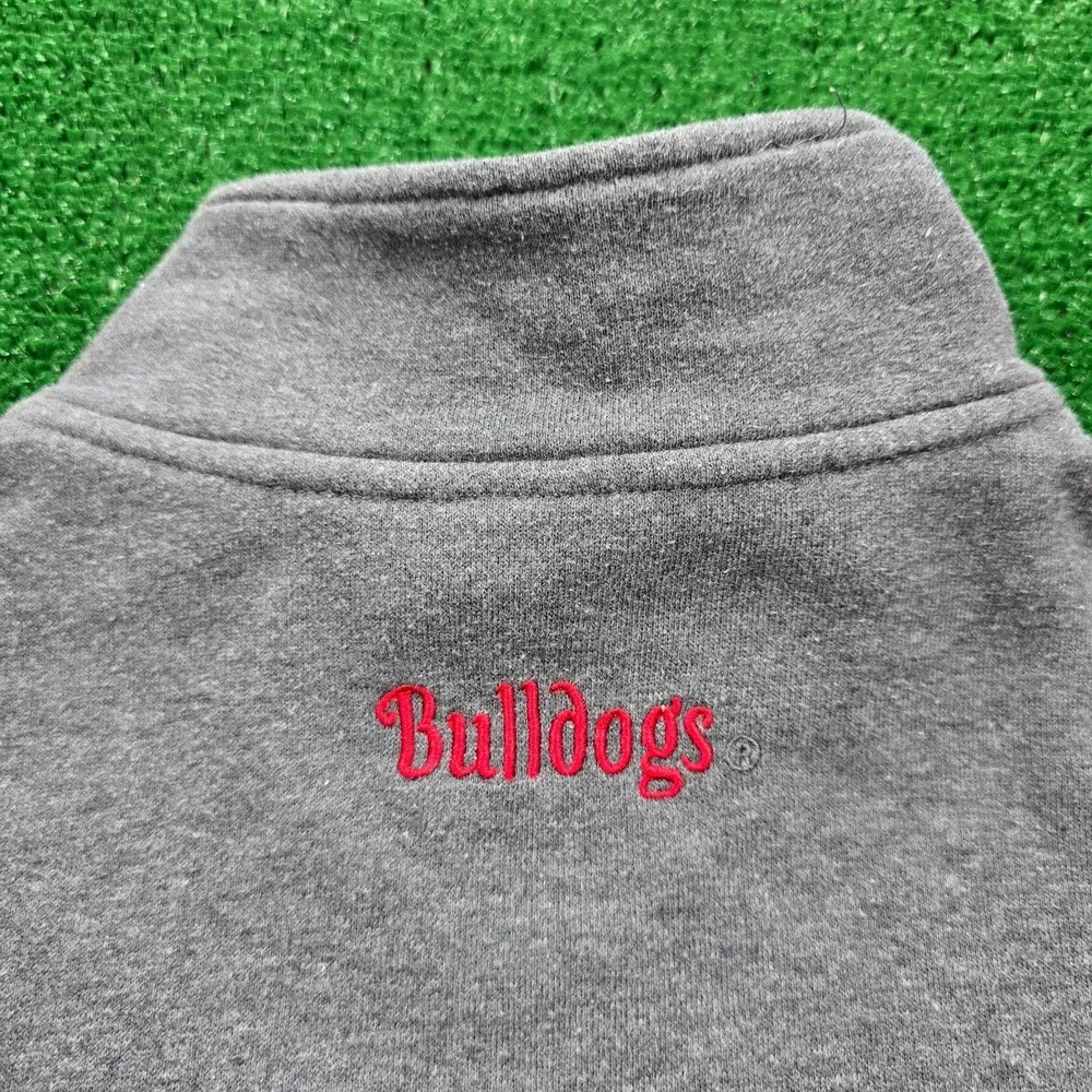 Georgia Bulldogs Quarter-Zip Fleece Pullover Sweater Mens Large NCAA Logo‎ Gray